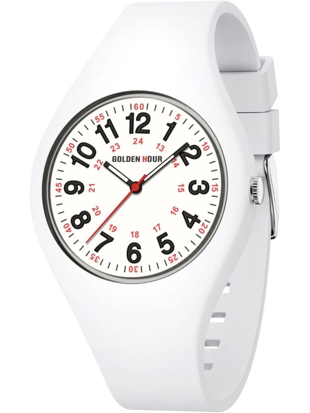 Unisex White Military Time Easy to Read Dial Jelly Silicone Strap Wrist Watch